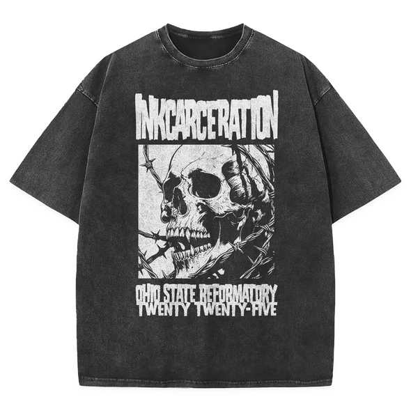 Barbed Skull Mineral Wash Tee